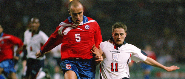 Michael Owen in action against Chile in 1998.